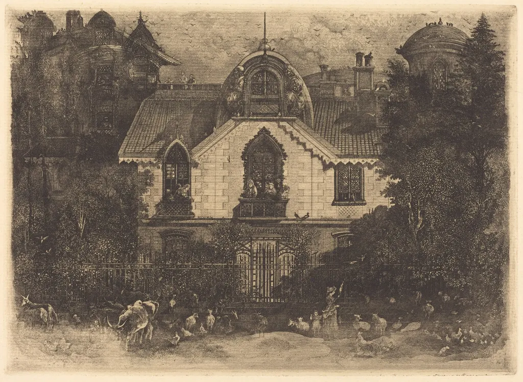 The Haunted House, by Rodolphe Bresdin, ink, 1871