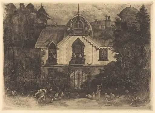 The Haunted House, by Rodolphe Bresdin, ink, 1871