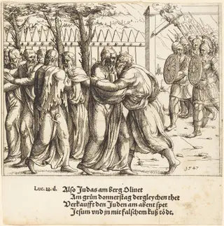 The Kiss of Judas, by Augustin Hirschvogel, ink, 1528