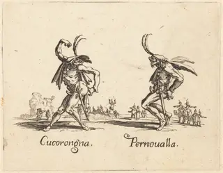 Cucorongna and Pernoualla, by Jacques Callot, ink, 1622