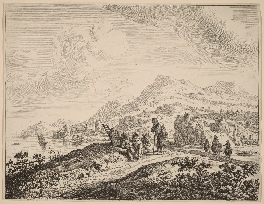 View of the River Rhine, by Jan van Aken, ink, 1638