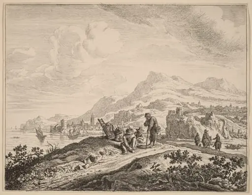 View of the River Rhine, by Jan van Aken, ink, 1638