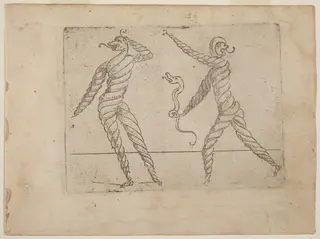 From "Bizzarie di varie Figure", by Giovanni Battista Bracelli, ink, 1624
