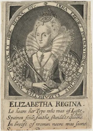 Queen Elizabeth, by John Payne, ink, 1627