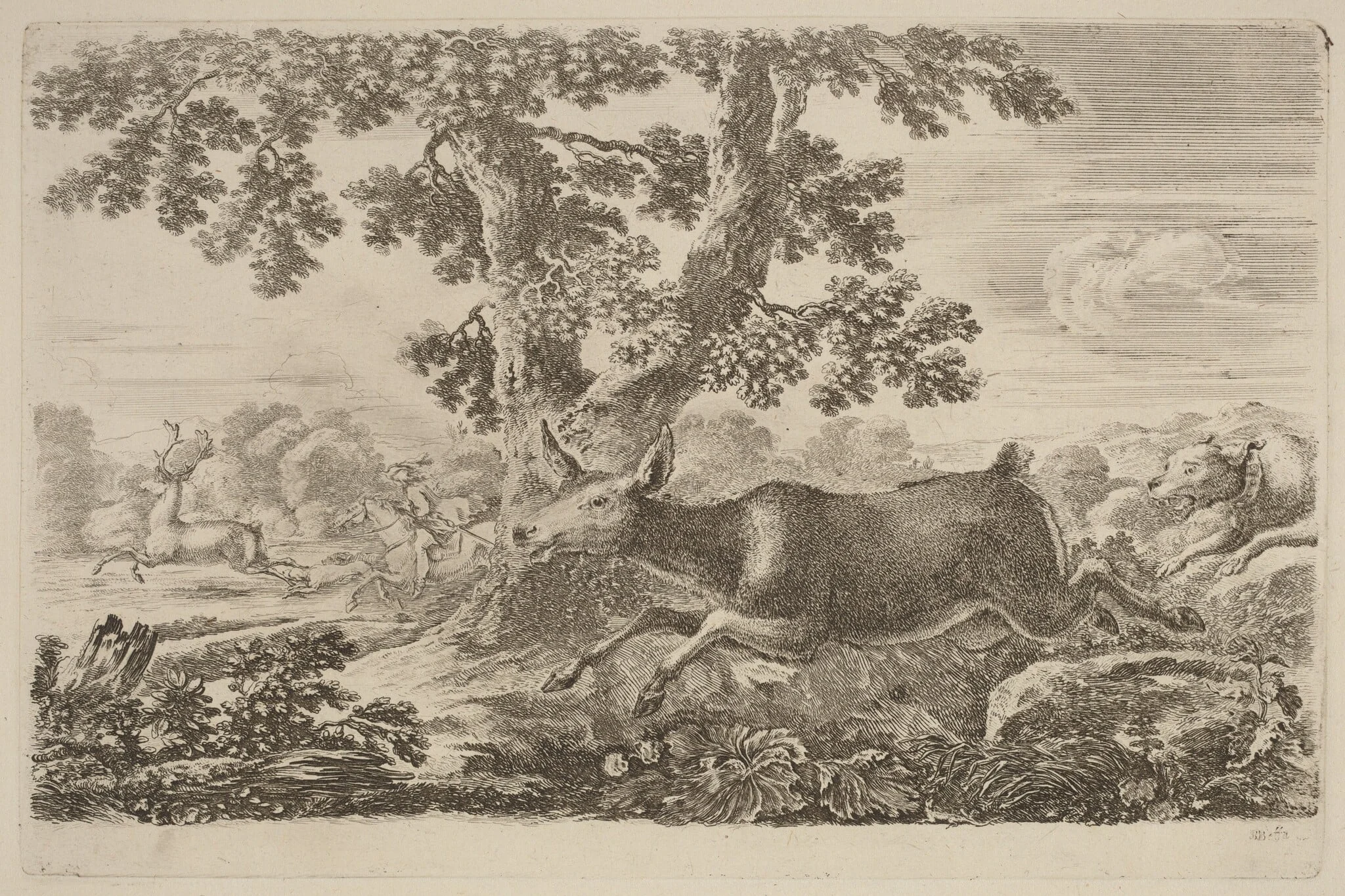 Deer Chased by a Dog to the Right, detail