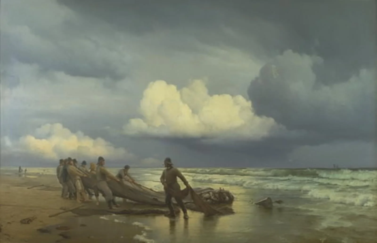 Fiskere trækker våd på Skagen Nordstrand, detail