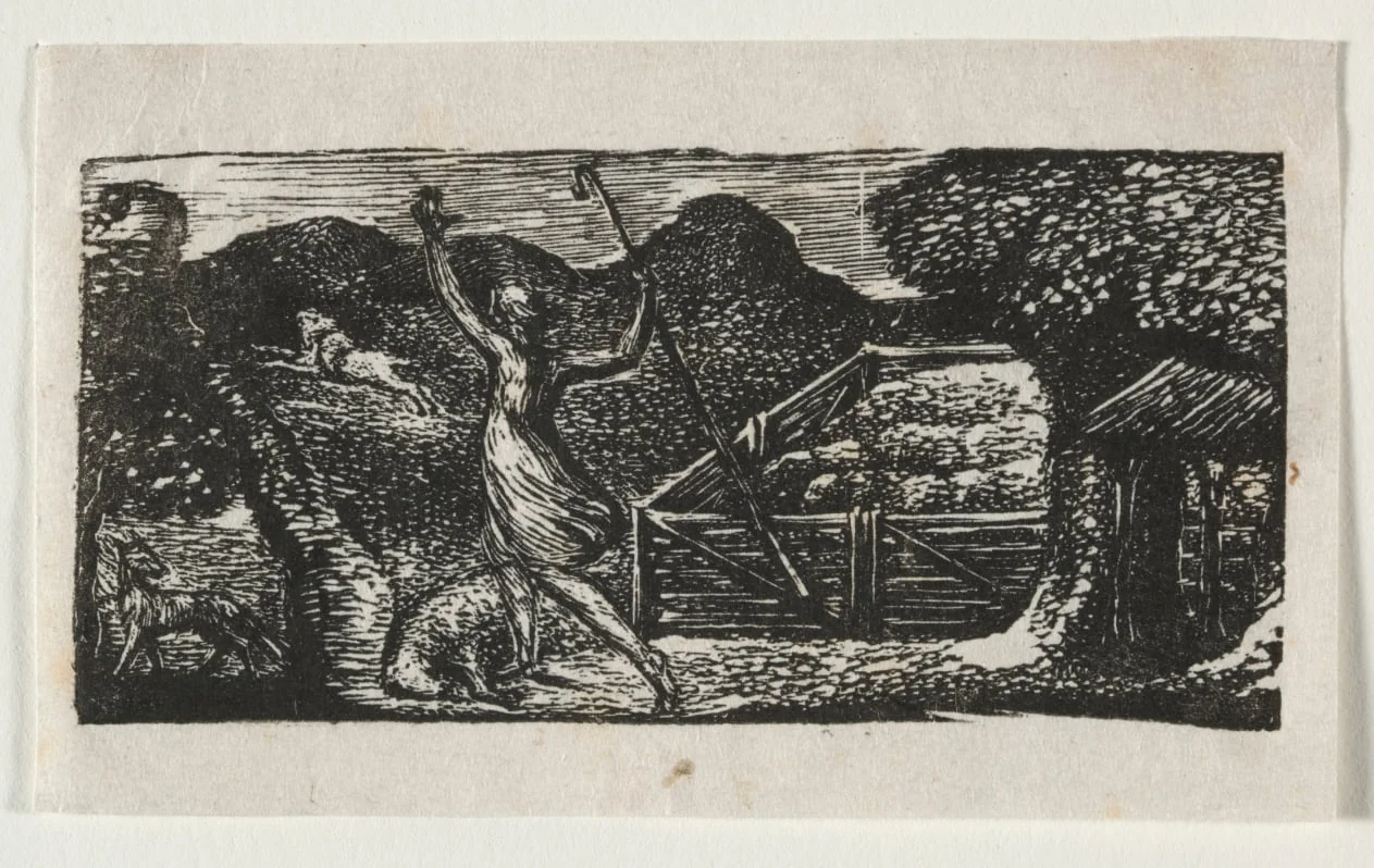The Pastorals of Virgil, Eclogue I: The Shepherd Chases away a Wolf, detail