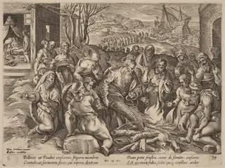 Saint Paul Shipwrecked on the Island of Melita, by Philip Galle, ink, 1574