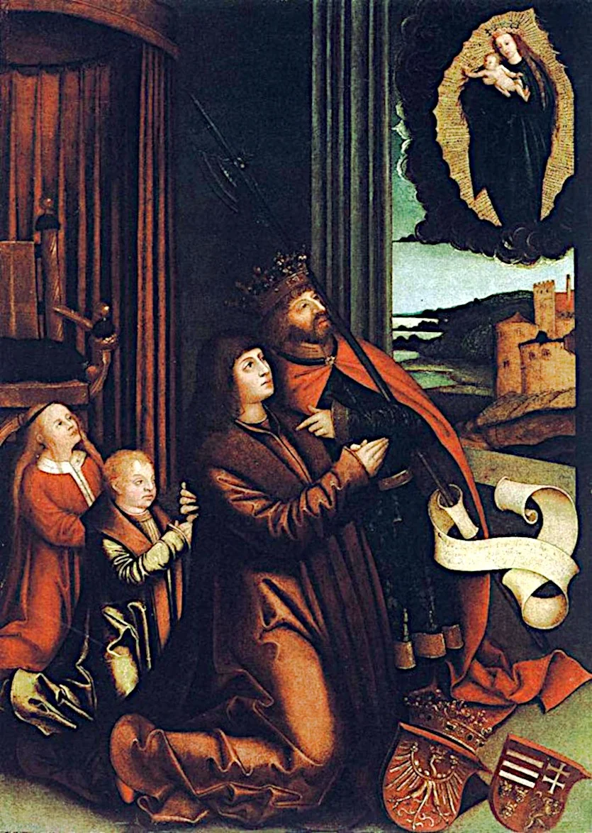 St Ladislas Presents Wladislav II and his Sons to the Virgin, detail