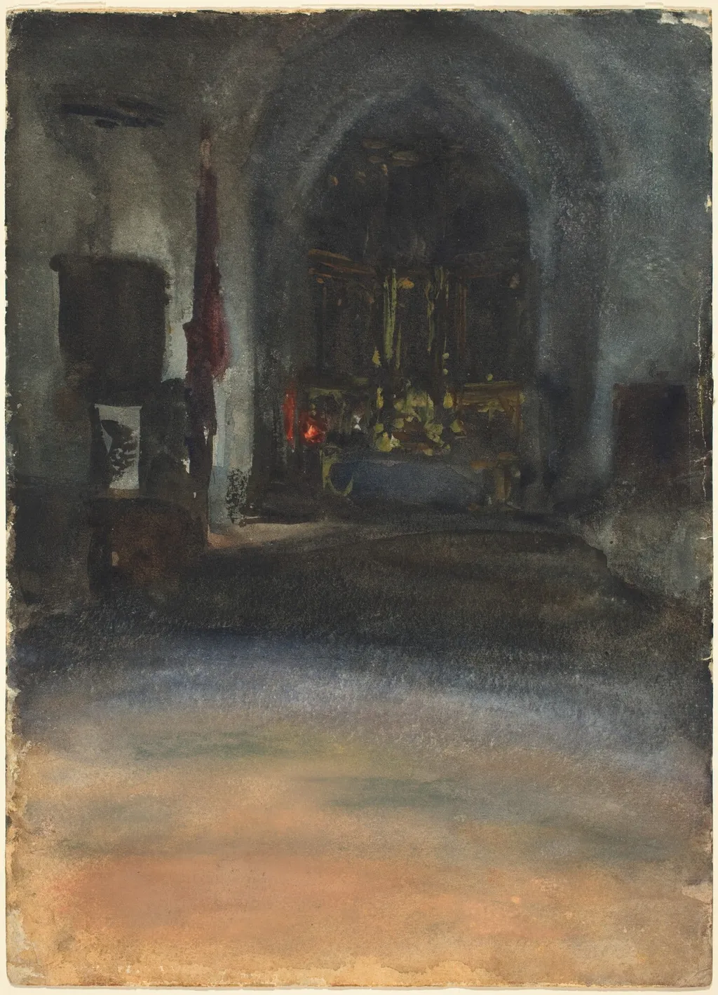 Spanish Church Interior, by John Singer Sargent, watercolor, 1880
