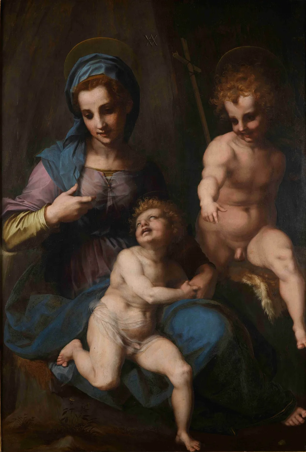 Madonna and Child with Young St John, by Andrea del Sarto, oil, 1517