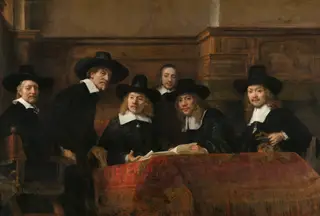Syndics of the Drapers' Guild, by Rembrandt van Rijn, oil, 1662