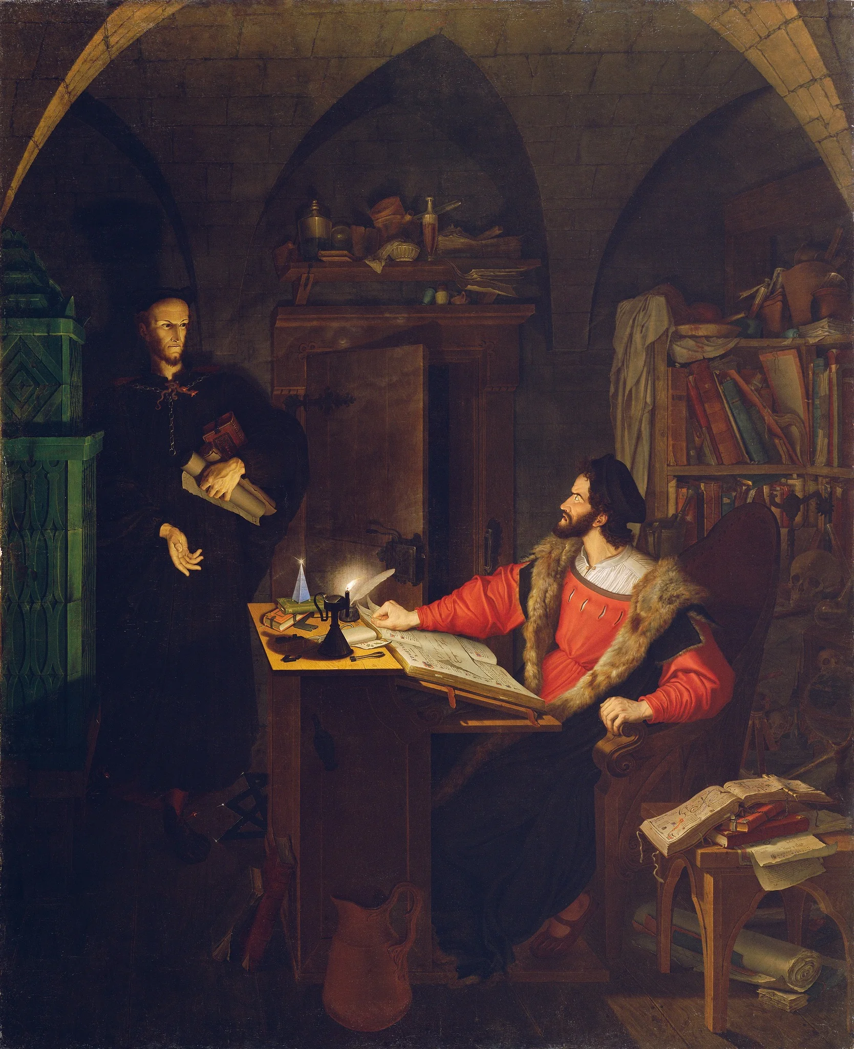Faust und Mephisto in der Studierstube, detail