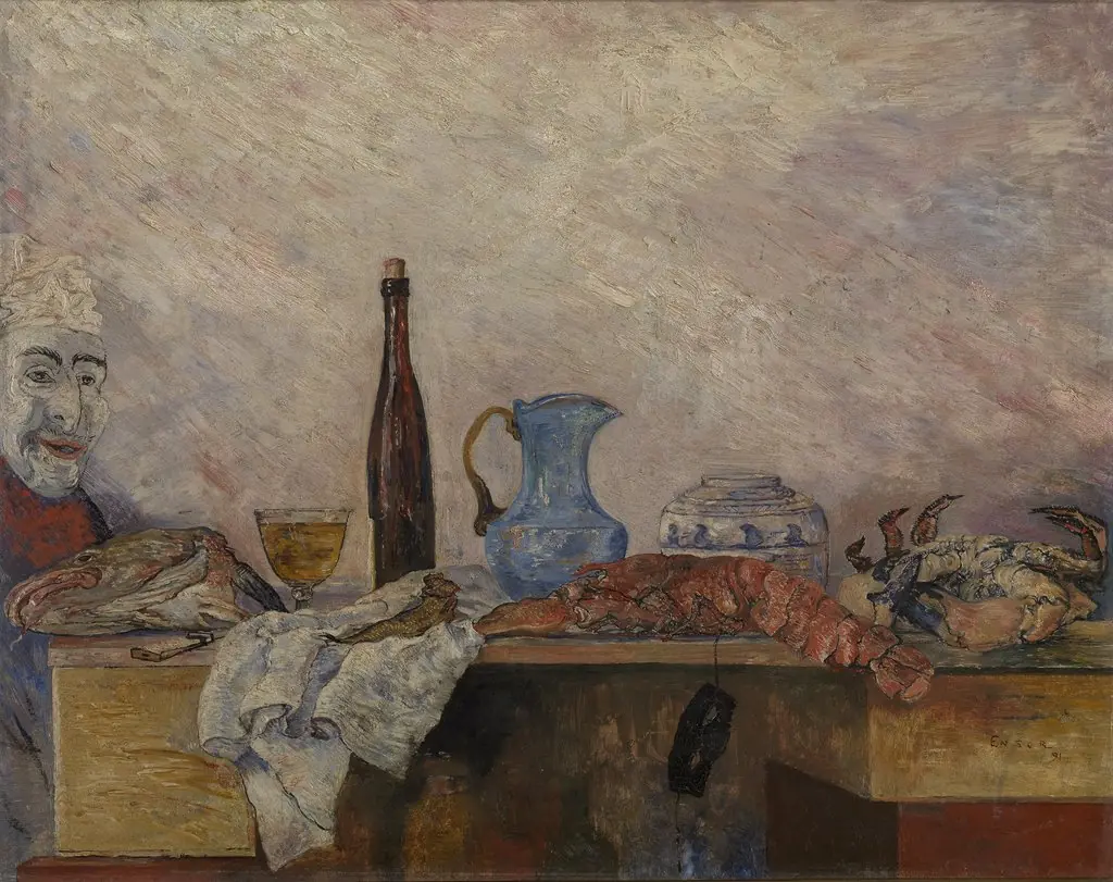 Mask and Crustaceans, by James Ensor, oil, 1896