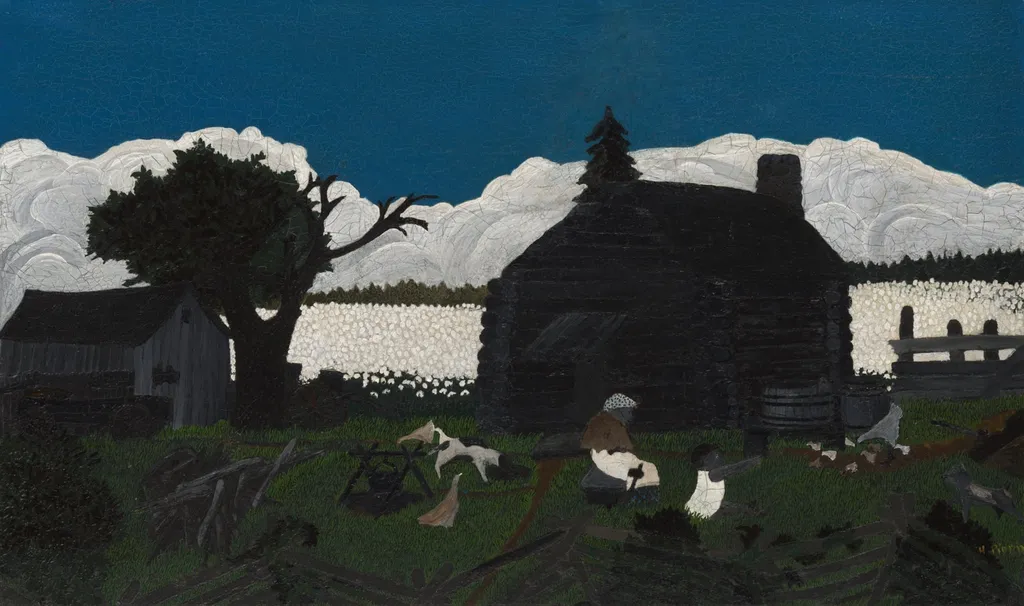 Cabin in the Cotton, by Horace Pippin, oil, 1934