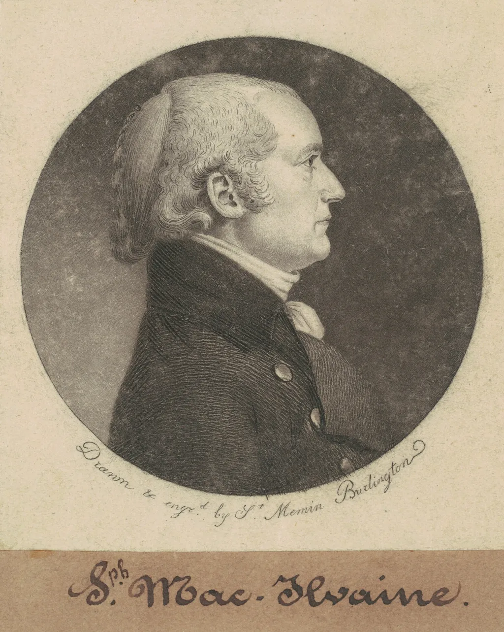 Joseph McIlvaine, by Charles B. J. Févret de Saint-Mémin, ink, 1798