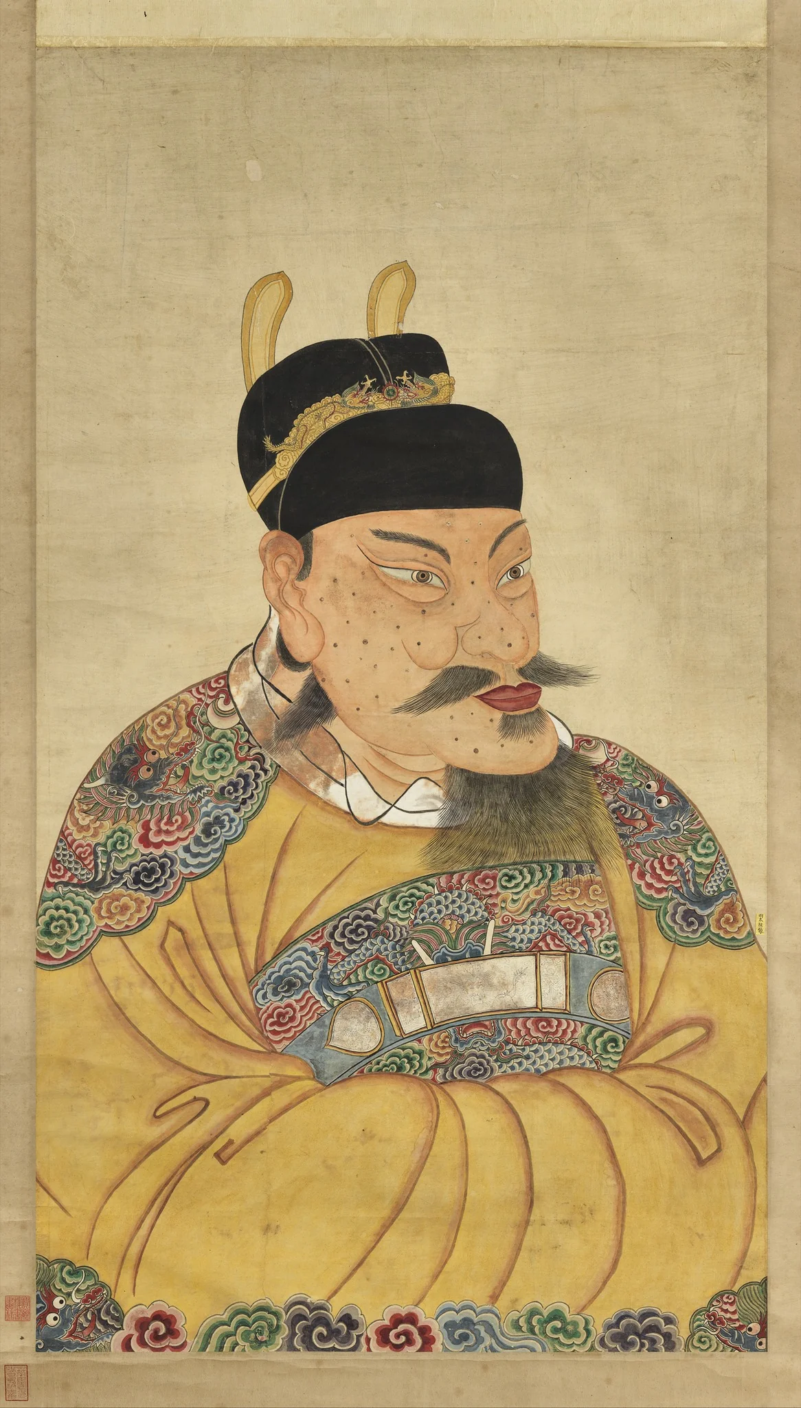 明太祖半身像（二） 軸, detail