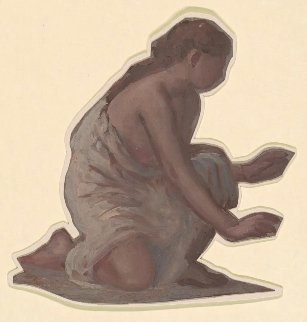 Study for "Greek Girls Bathing", by Elihu Vedder, oil, 1872