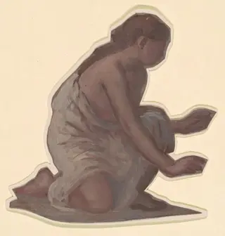 Study for "Greek Girls Bathing", by Elihu Vedder, oil, 1872