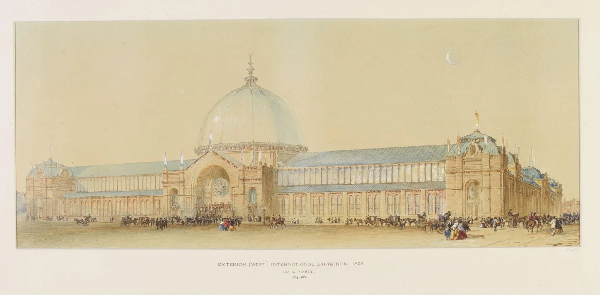 A perspective view of the west front of the International Exhibition 1862, detail