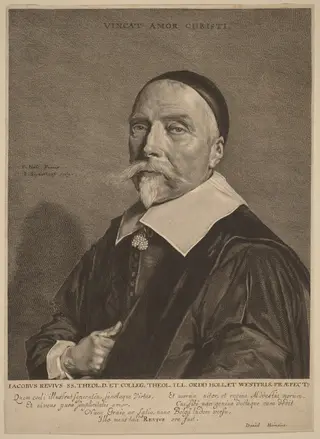 Jacob Revius, by Jonas Suyderhoff, ink, 1650
