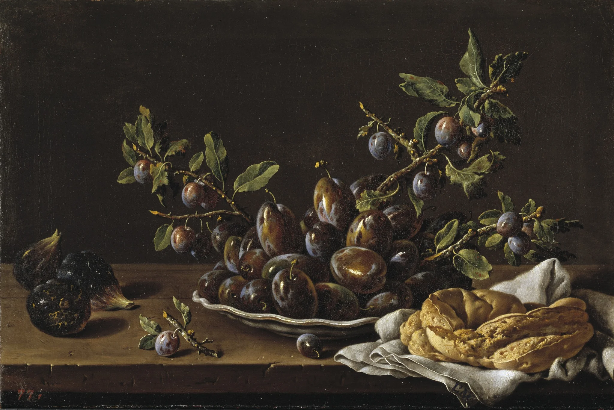 Still Life with Plums Figs and Bread, detail