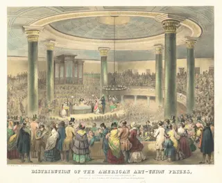 Distribution of the American Art-Union Prizes, by Francis D'Avignon, ink, 1848