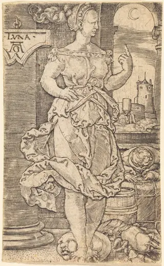 Luna, by Heinrich Aldegrever, ink, 1532