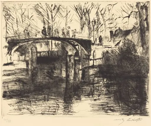 Aus dem Tiergarten (View of the Tiergarten), by Lovis Corinth, ink, 1920