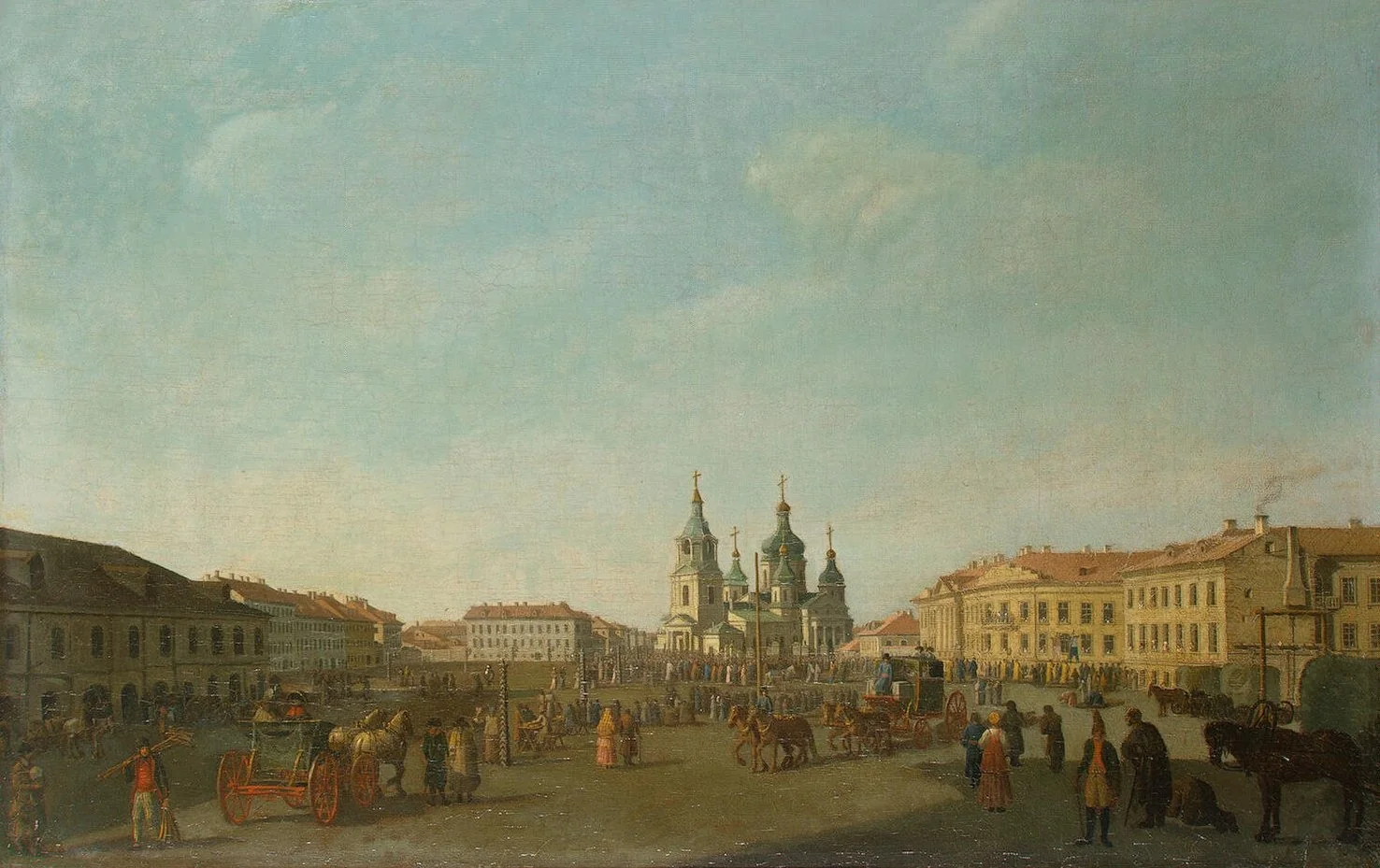View of Sennaya Square in St Petersburg, detail