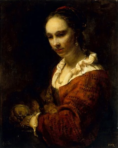 Young Woman with a Pearl Necklace, detail