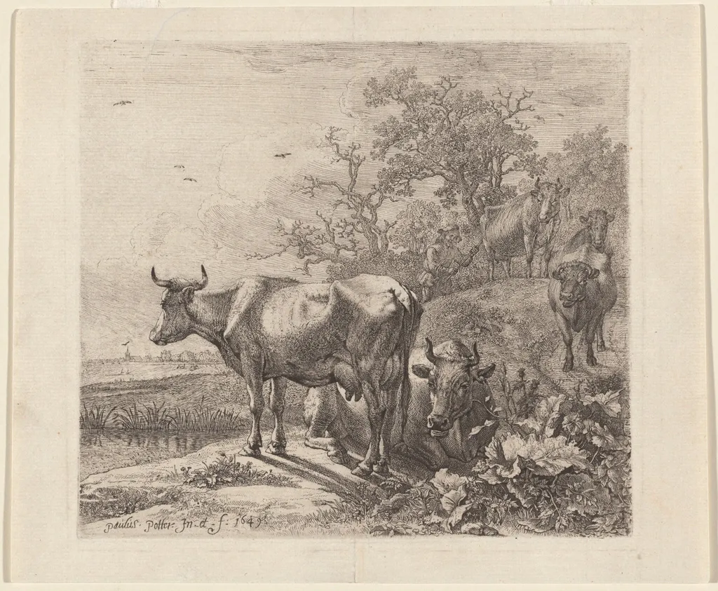 The Cowherd, by Paulus Potter, ink, 1643