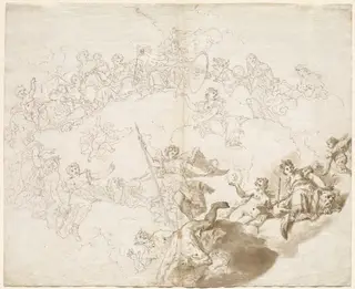 The Triumph of Virtue and Divine Wisdom, by Livio Retti, ink, 1736