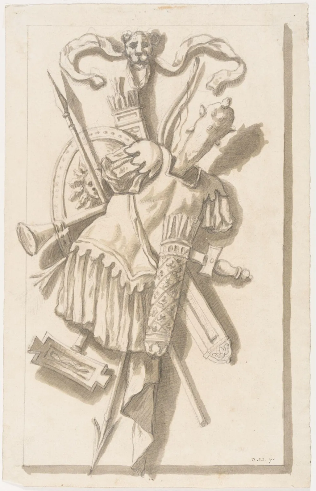Design for an illusionistic panel in the Great Hall at Blenheim Palace, by James Thornhill, 1716