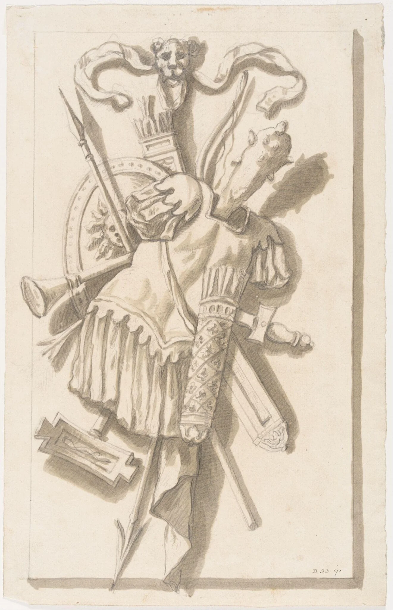 Design for an illusionistic panel in the Great Hall at Blenheim Palace, detail