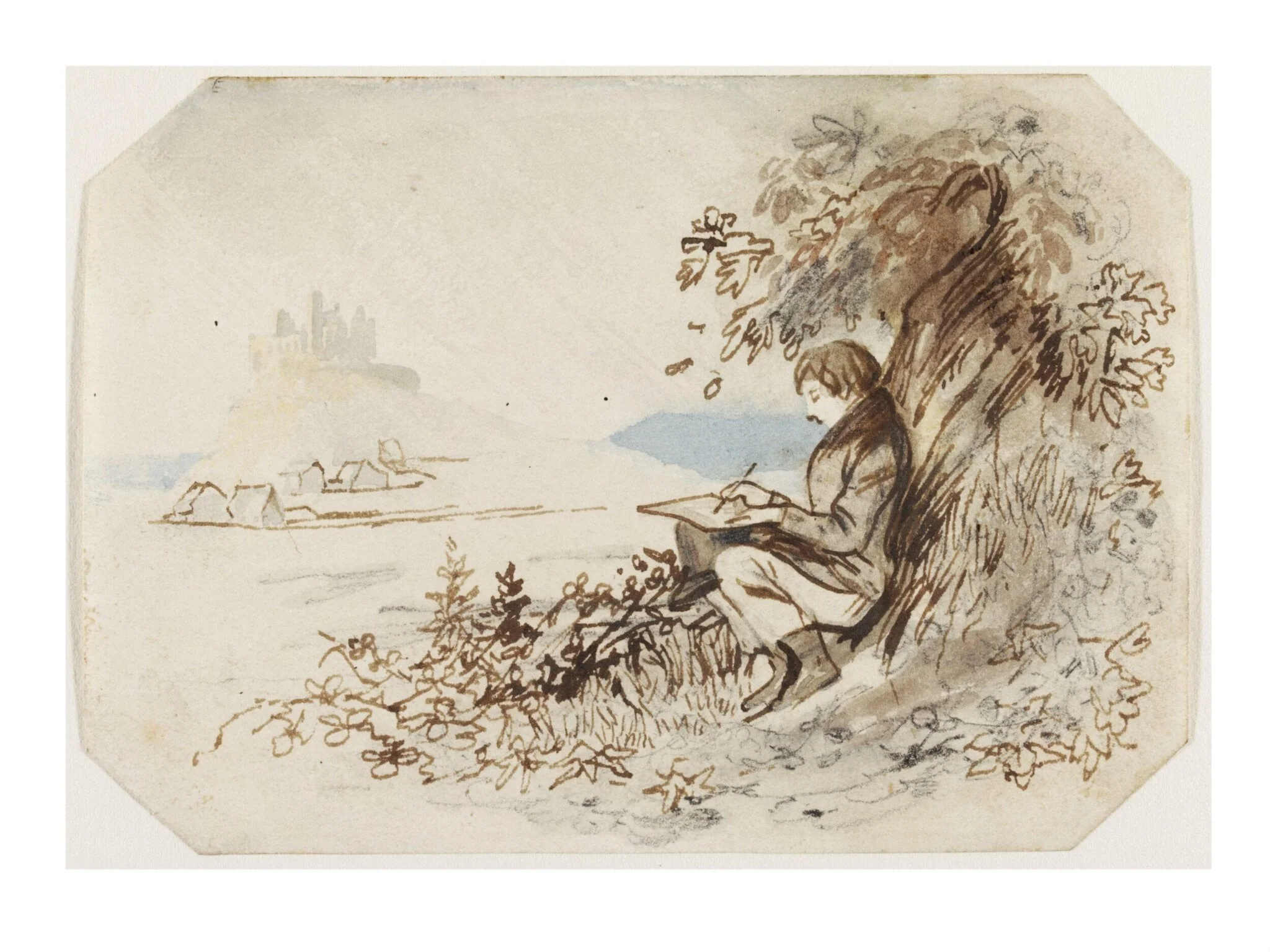 Artist sketching, detail