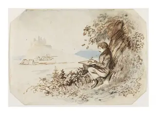 Artist sketching, by Daniel Maclise, 1825