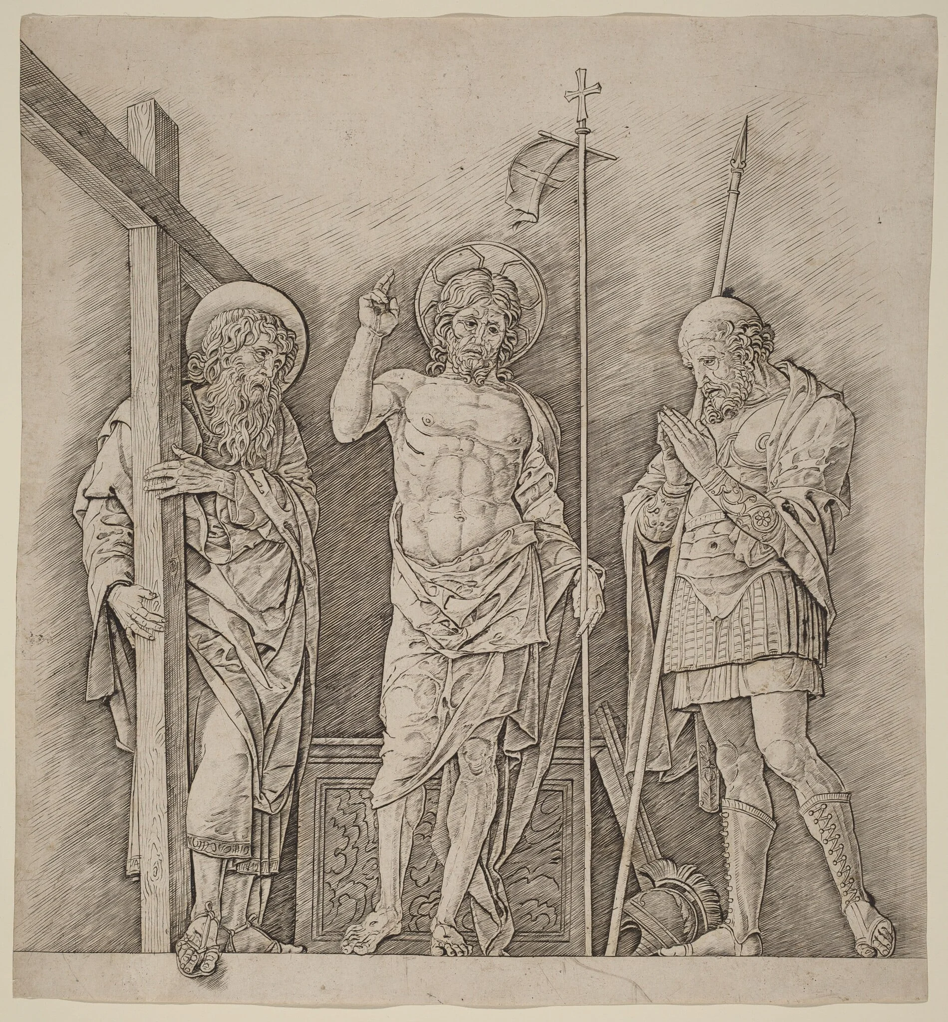 Risen Christ between Saints Andrew and Longinus, detail