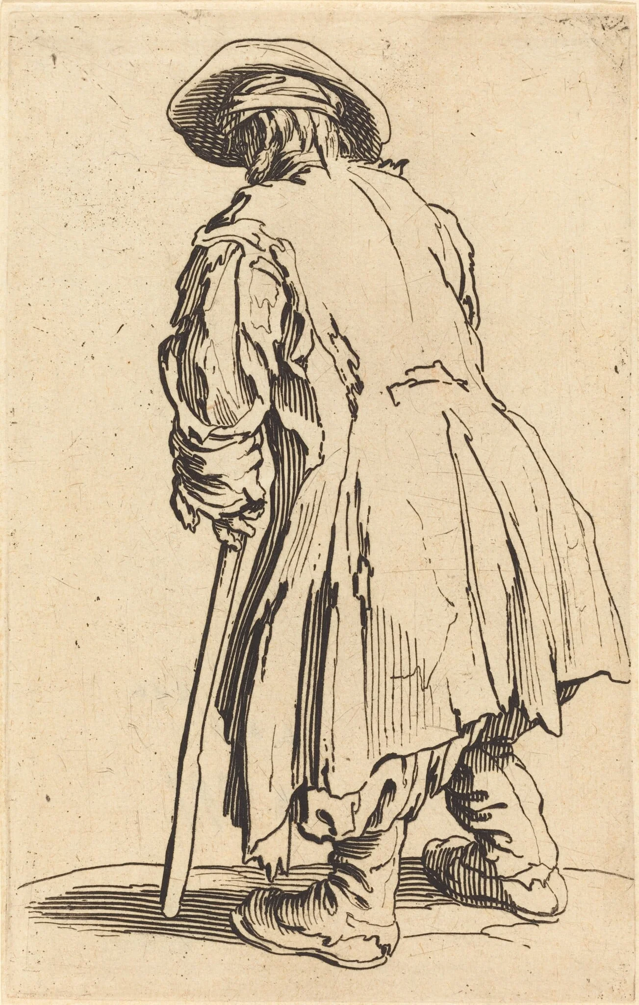Old Beggar with One Crutch, detail