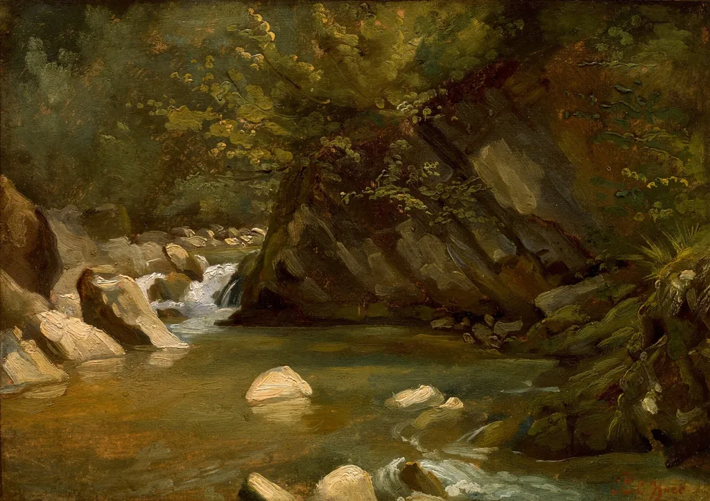 Woodland Stream, by Paul Huet, oil, 1840
