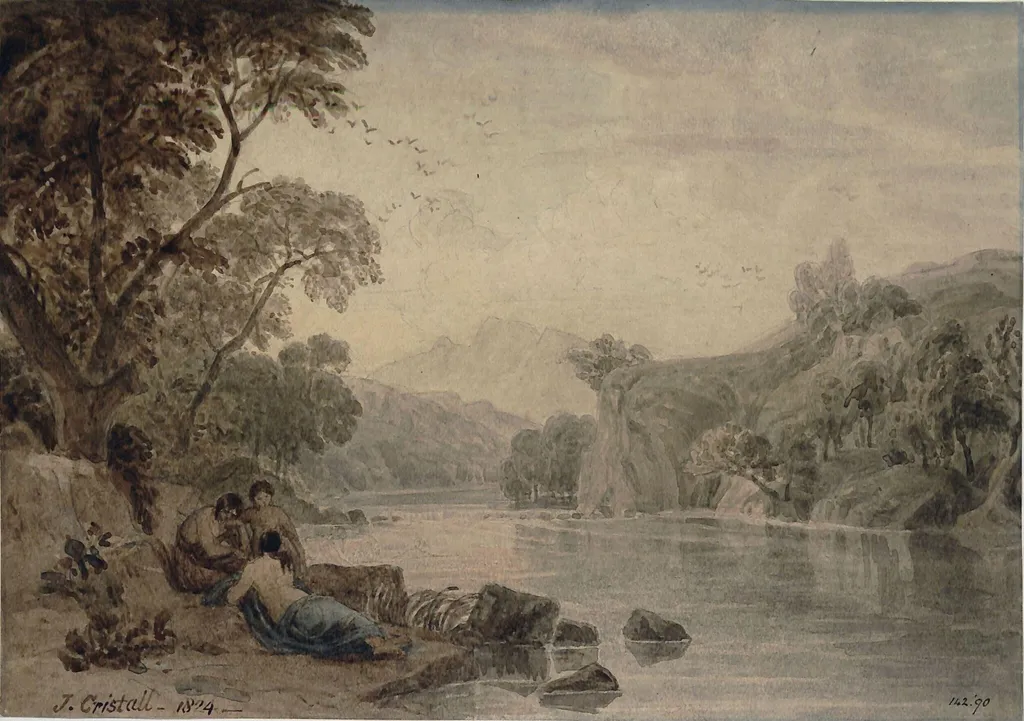 Borrowdale, Cumberland : Skiddaw in the distance, by Cristall, watercolor, 1824