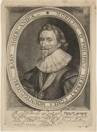 Philip Herbert, Fourth Earl of Pembroke, by Hermann Marx, ink, 1630