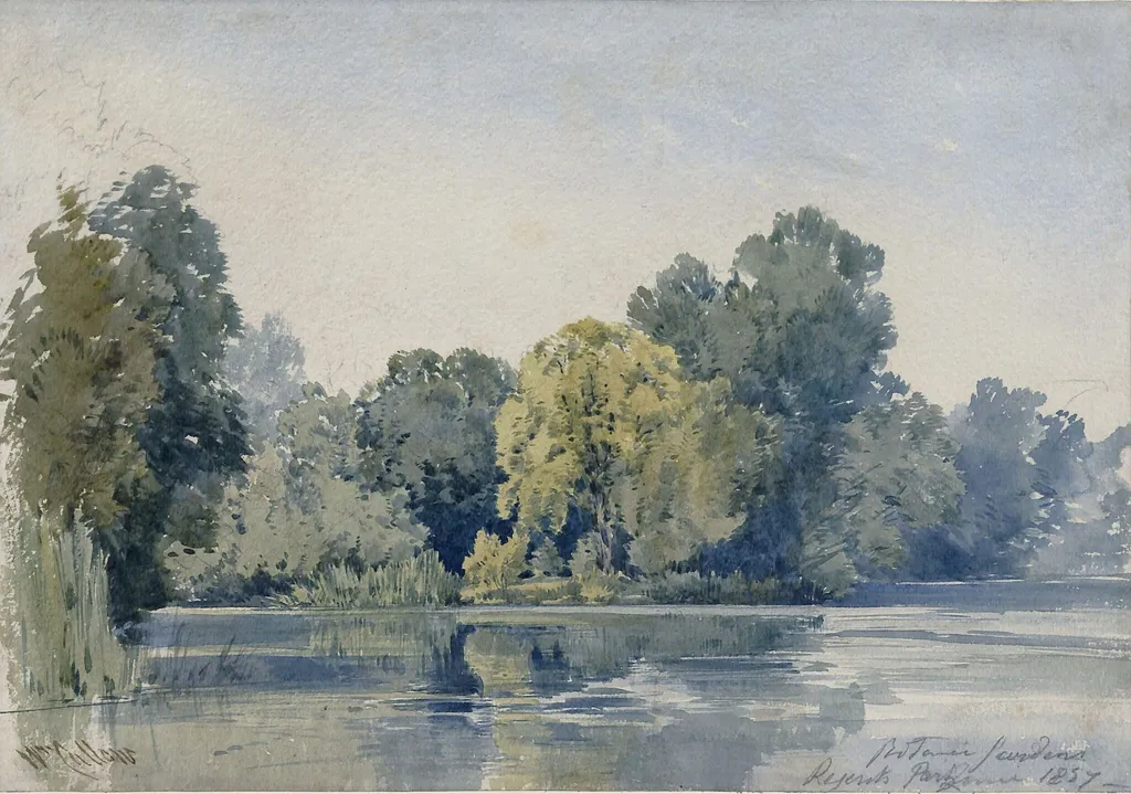 View in the Botanic Gardens, Regent's Park, by William Callow, watercolor, 1857