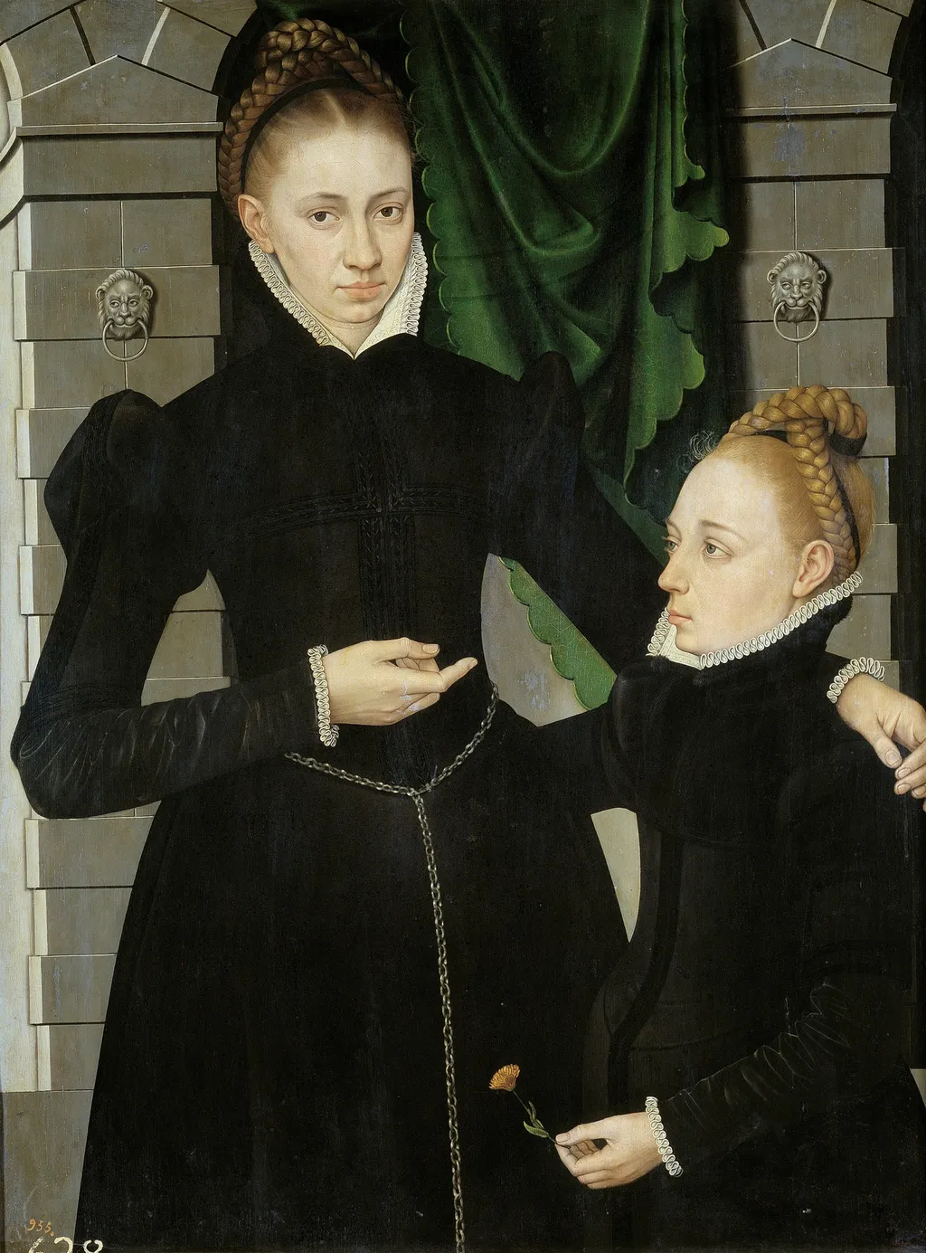 Dama y niña, by Adriaen van Cronenburg, oil, 1567