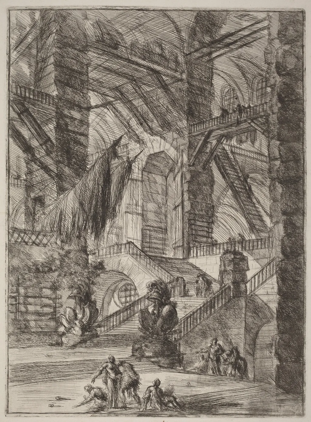The Staircase with Trophies, by Giovanni Battista Piranesi, ink, 1754