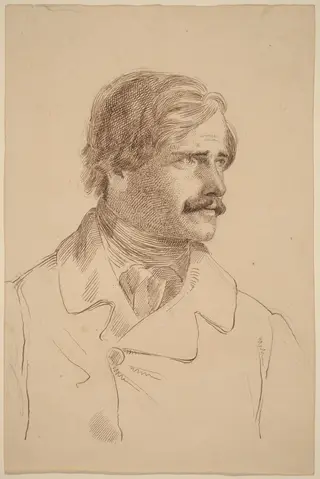 The Artist's Brother - Richard Greenough (?), by Horatio Greenough, ink, 1850