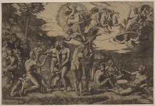 The Judgment of Paris, by Marcantonio Raimondi, ink, 1515