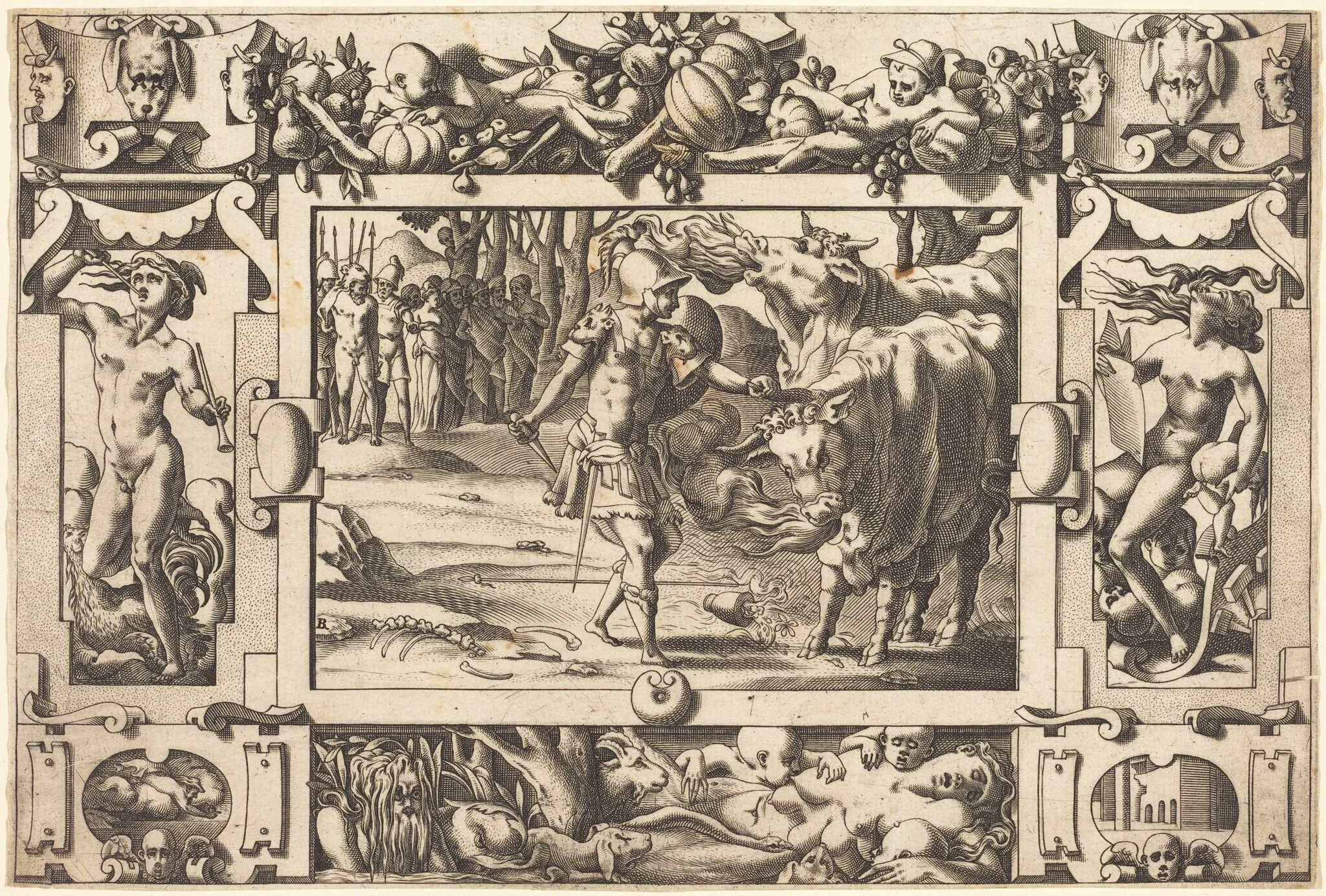 Jason Tames the Two Bulls of Mars, detail