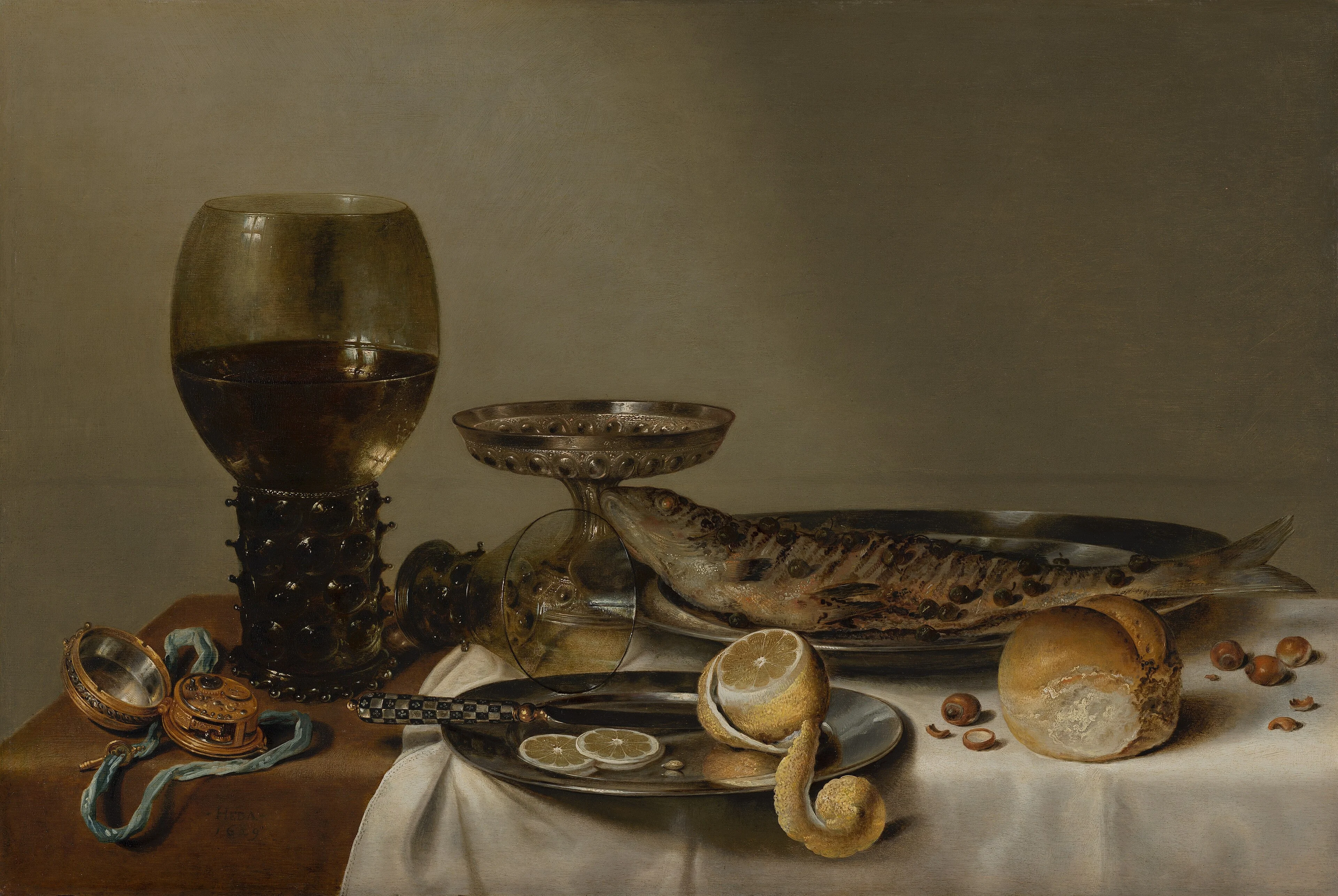 Still Life with a Roemer and a Watch, detail