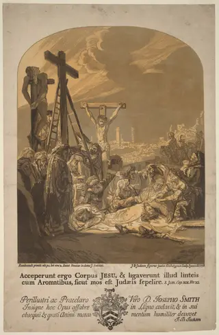 Descent from the Cross, by John Baptist Jackson, ink, 1738